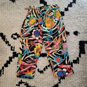 Jams World Safari Blossoms Crop Pants Medium M Made in Hawaii Rayon Floral Zebra